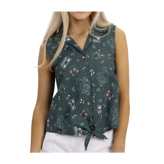 Pokémon Tropical Pikachu, Jigglypuff & Ludicolo Party Sleeveless Tropical Shirt - Women
