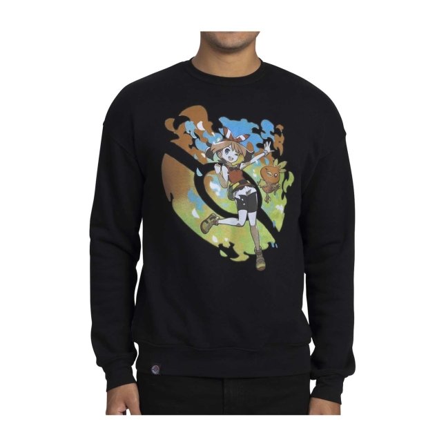 May Pokémon Trainers Black Oversize Drop-Shoulder Crew Neck Sweatshirt - Adult