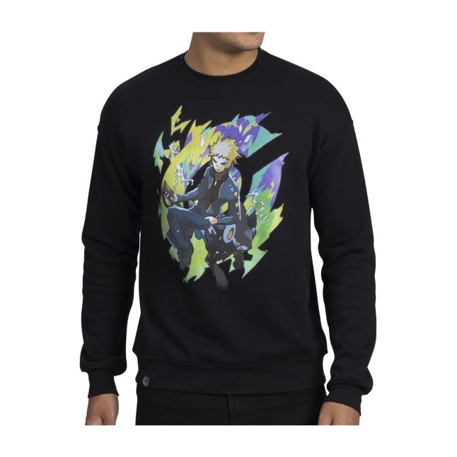 Volkner Pokémon Trainers Black Oversize Drop-Shoulder Crew Neck Sweatshirt - Adult