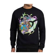 Nessa Pokémon Trainers Black Oversize Drop-Shoulder Crew Neck Sweatshirt - Adult