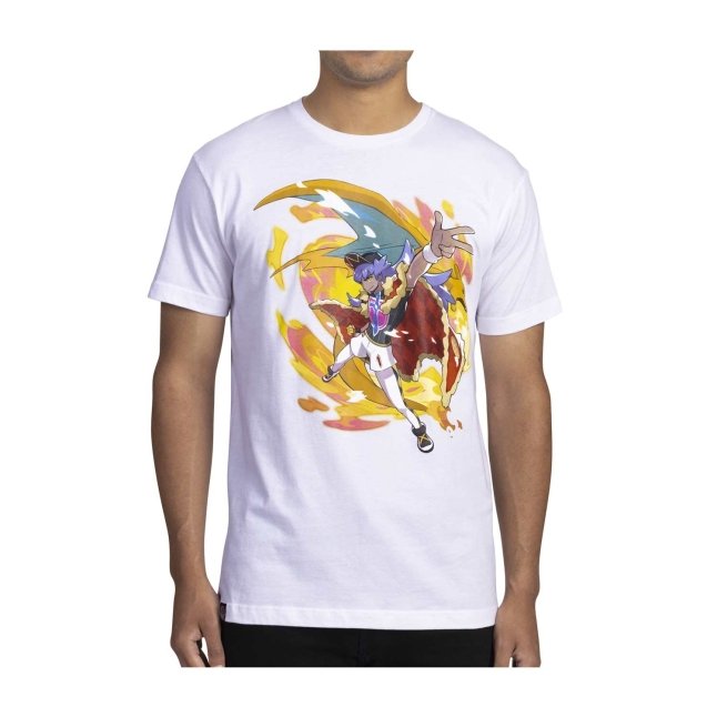 Leon Pokémon Trainers White Relaxed Fit Crew Neck T-Shirt - Adult