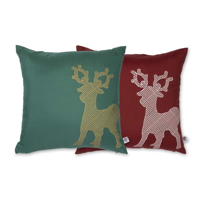 Stantler Pokémon Winter Wonders Red & Green Throw Pillow Covers (2-Pack)