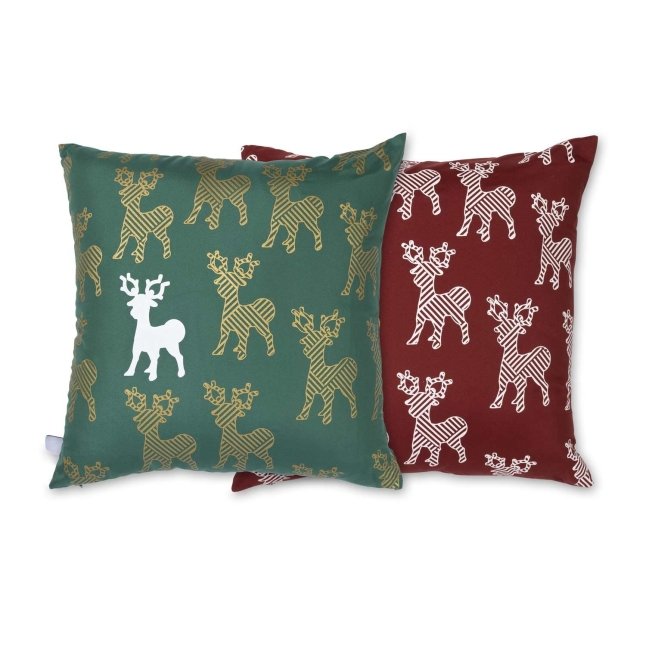 Stantler Pokémon Winter Wonders Red & Green Throw Pillow Covers (2-Pack)