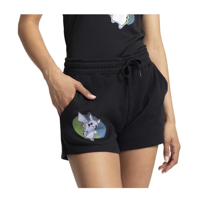 Pikachu Neon Pokémon Active Black, Green & Blue Garment Washed Shorts - Women