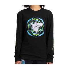 Pikachu Neon Pokémon Active Black, Green & Blue Long-Sleeve Crew Neck T-Shirt - Adult