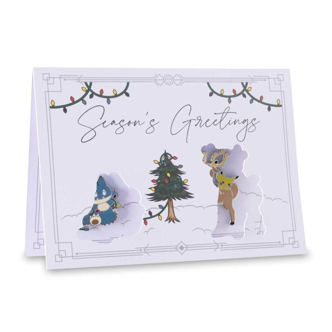 Pikachu, Stantler & Munchlax Pokémon Winter Wonders Pokémon Pins & Greeting Card