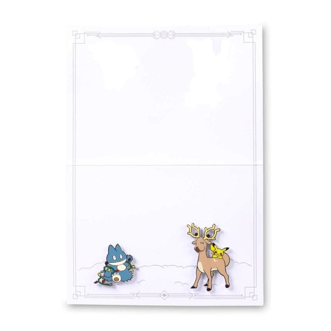 Pikachu, Stantler & Munchlax Pokémon Winter Wonders Pokémon Pins & Greeting Card