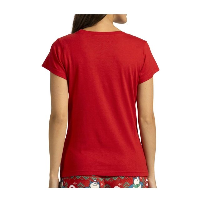 Snorlax Restful in Red Scoop Neck T-Shirt - Women