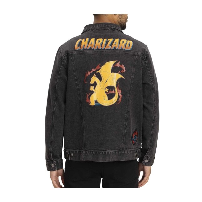 Charizard Black Denim Jacket - Adult