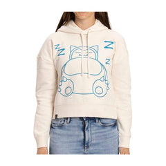 Snorlax Cream Drop-Shoulder Crop Hoodie - Women
